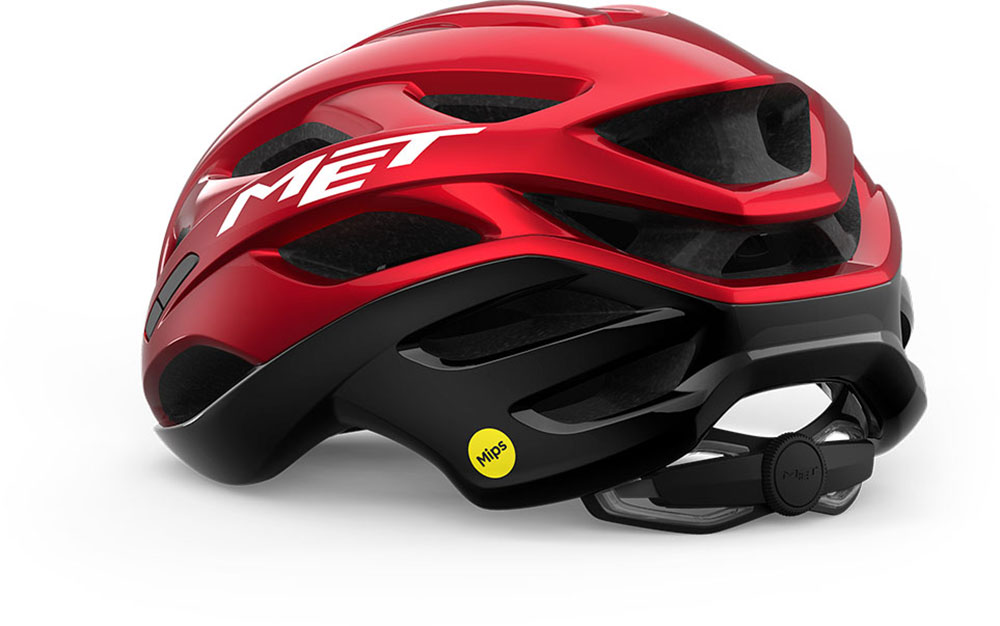 Met-Estro-MIPS-Black-Red-Metallic-Glossy-Casco-per-bici-da-corsa